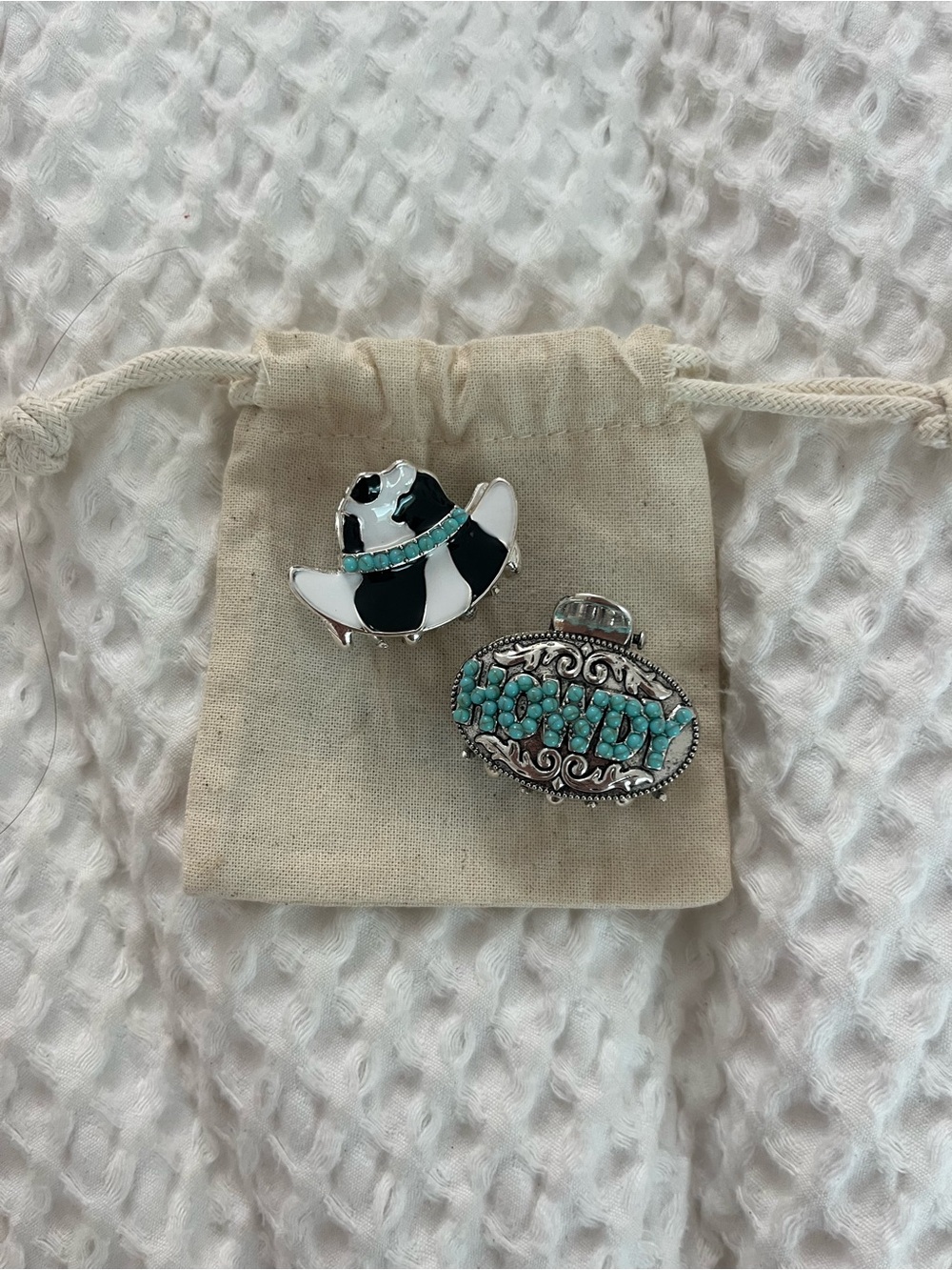 Turquoise & Black Cowboy Hat Hair clips